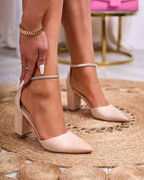 Royalfashion Бежевые женские туфли с цирконами Britica