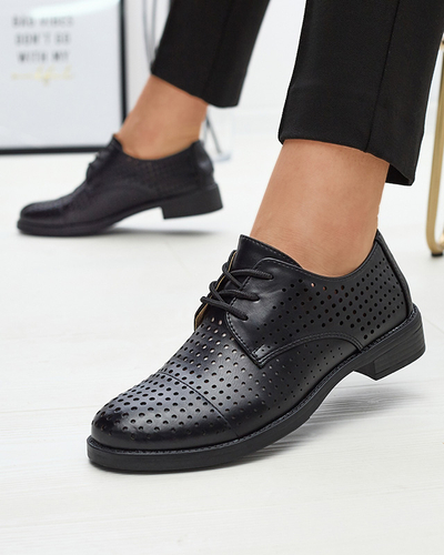 Apaļas melnas sieviešu eko ādas puspēdas Azedvo- Footwear
