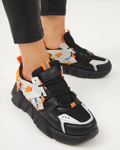 Melni sieviešu sporta apavi ar krāsainiem ieliktņiem Deroni - Apavi