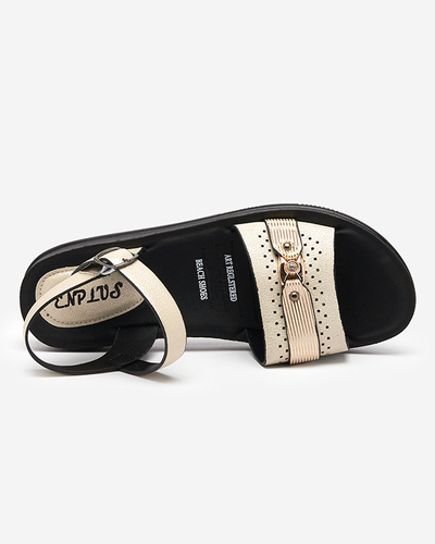 OUTLET Shiny beige women's flat sandals Nafi- Footwear