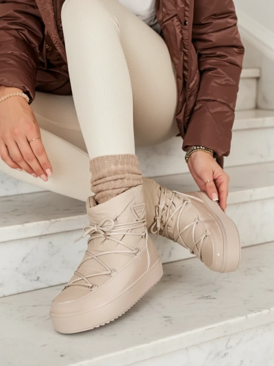 Royalfashion Sieviešu iešļūcamie zābaki a'la sniega zābaki gaiši brūnā krāsā Vevnose