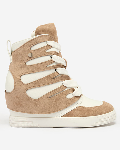 Royalfashion Gaiši brūni Pamstinsa sieviešu sporta zābaki uz papēžiem