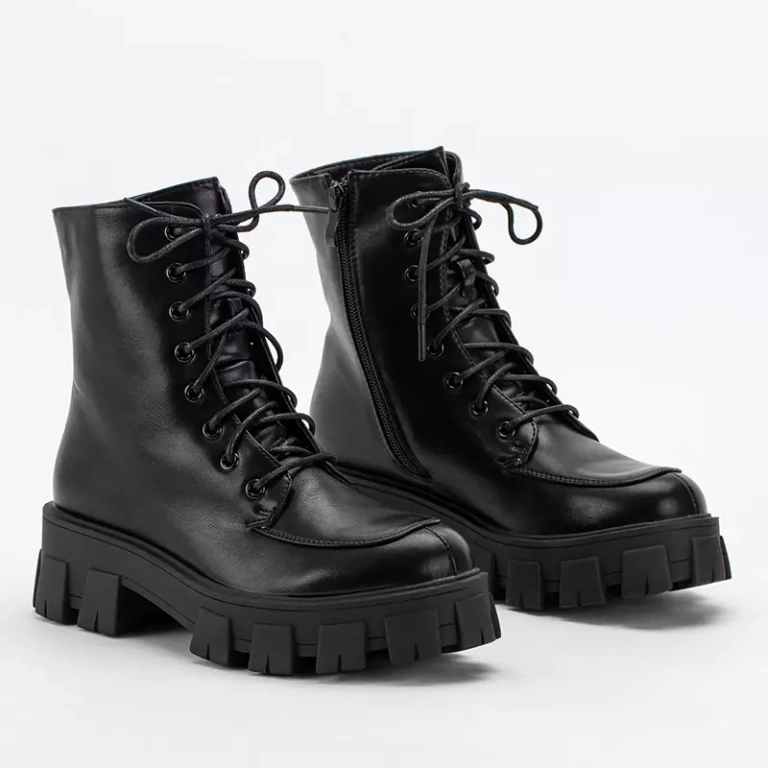 OUTLET Melni sieviešu platpapēžu zābaki Sinila - Apavi