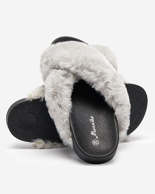 Slippers with fur in gray Mashte - Footwear