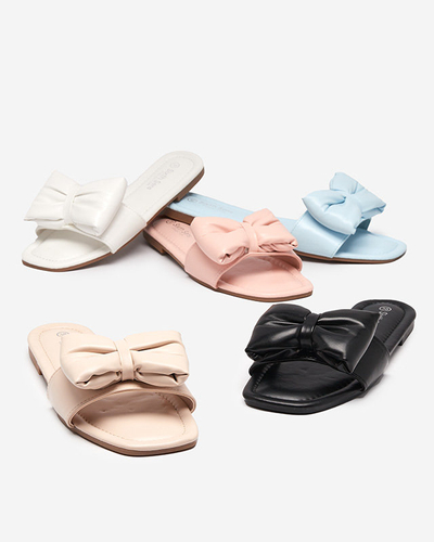 OUTLET Pink women's slippers with a Macline bow - Shoes