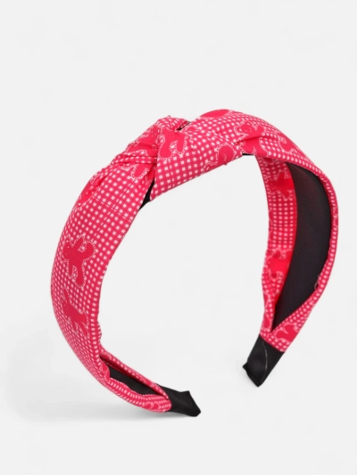 Royalfashion Braided Headband with Checkered Pattern and Bears