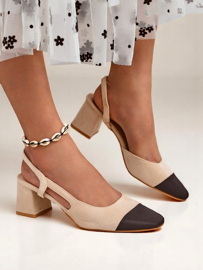 Royalfashion Women's Low Heel Pumps with Decorative Toe Eleganzo