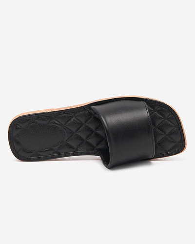 Black eco-leather women's slippers with a quilted insert Parekis - Footwear