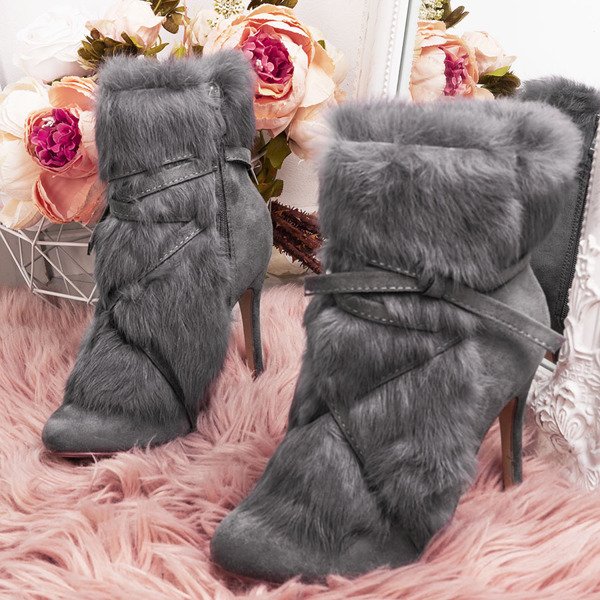 Gray boots on a heel Pelage - Footwear 1