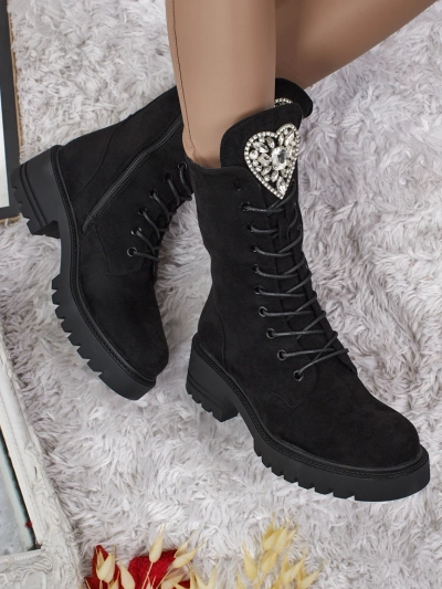 Eko zamszowe sznurowane botki damskie Emelune