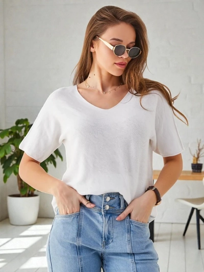 Royalfashion Thin women's sweater with short sleeves