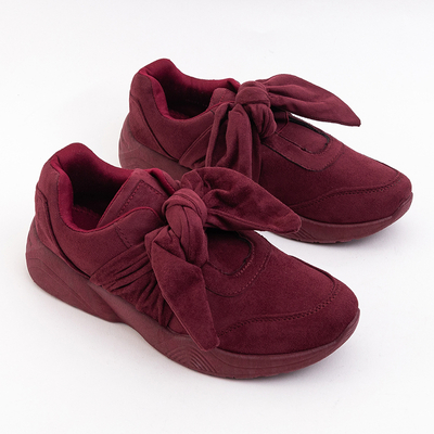 Maroon women's sports shoes with bow Montrel - Footwear