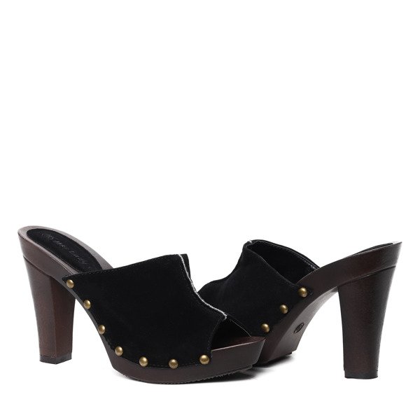 Czarne klapki drewniaki Ardauli - Obuwie