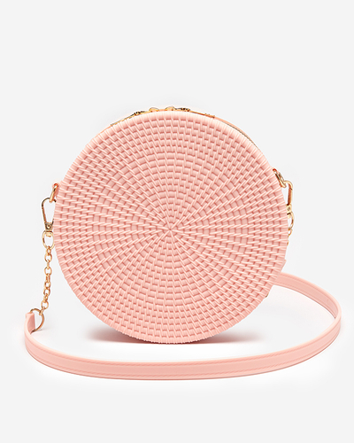 Light pink ladies handbag with embossing - Accessories