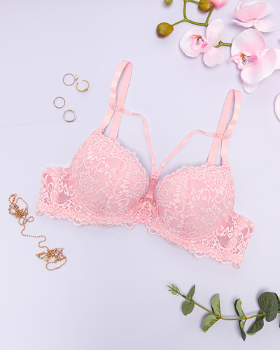 Pink lace bra with straps - Underwear
