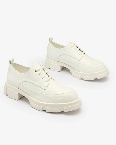 Royalfashion Baltas sieviešu puspēdas ar cietu zoli Modes stils Kuplas puspēdas