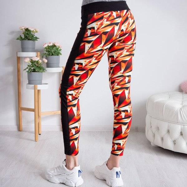 Orange gaiters with a geometric pattern - Pants 1
