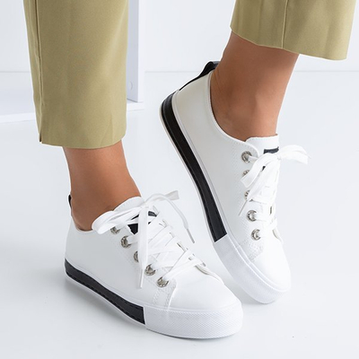 Women's white sneakers with black inserts Zuta - Footwear
