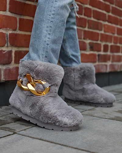 Grey women's snow boots with fur Sattopa- Footwear