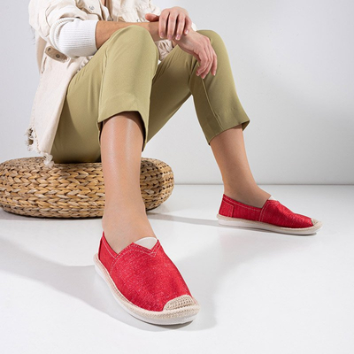 Women's red espadrilles with a shiny thread Hagenti - Footwear