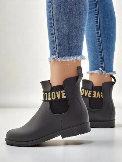 Royalfashion sieviešu matētas lietus zābaki ar uzrakstu Love Love