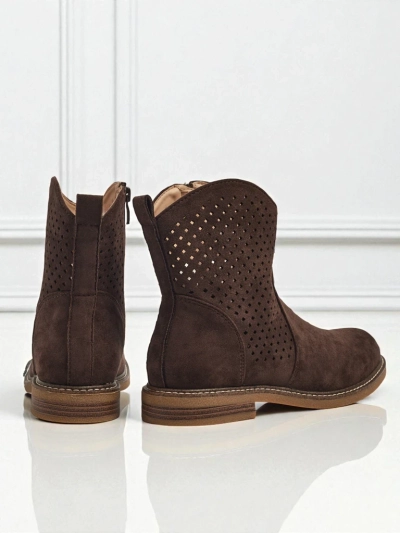 Openwork Eco Suede Ankle Boots with Natural Insole Nolani