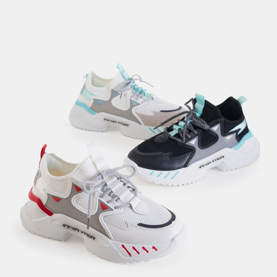 White men's sneakers with mint elements Gain - Footwear