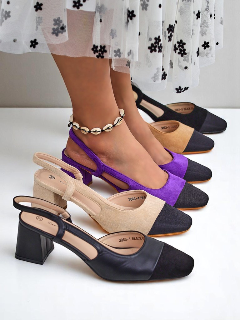 Royalfashion Women's Low Heel Pumps with Decorative Toe Eleganzo