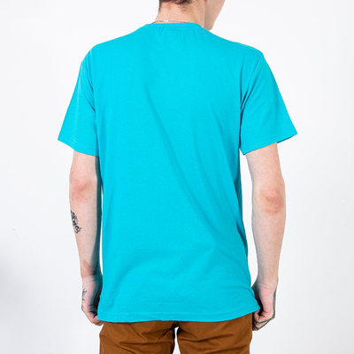 Turquoise men's cotton t-shirt - Clothing