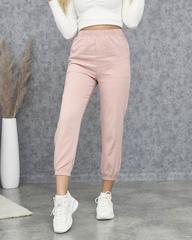 Pink fabric pants for women - Clothing