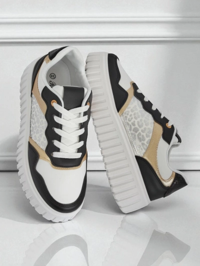 Royalfashion Callista Women's Platform Sneakers Black Eco Leather Size 40