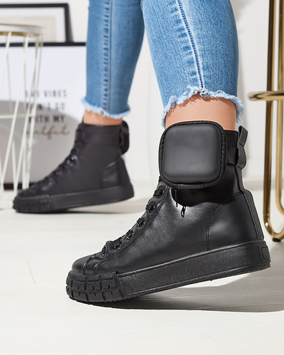 Black women's sport shoes with pouch Efiffe- Footwear