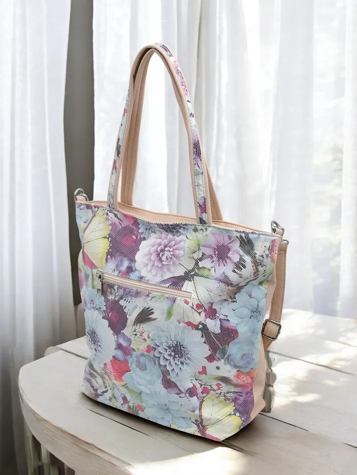 Royalfashion Large eco-leather bag with flowers