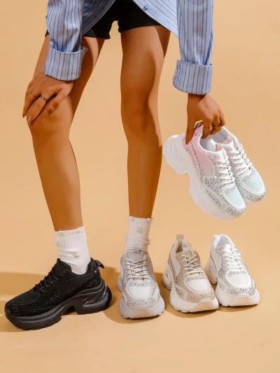 Royalfashion Women's Sports Sneakers with Rhinestones Bloss