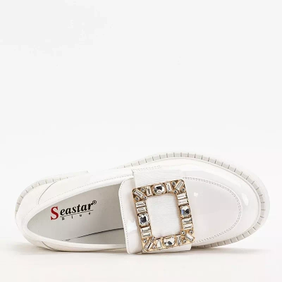 OUTLET White women's shoes with Iolara crystals - Footwear