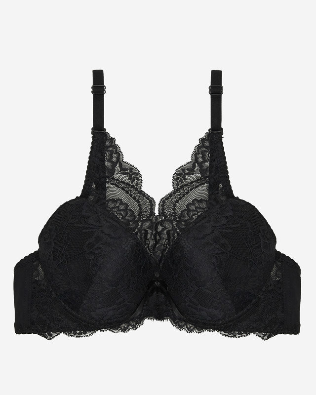 Черный женский бюстгальтер пуш-ап с кружевом