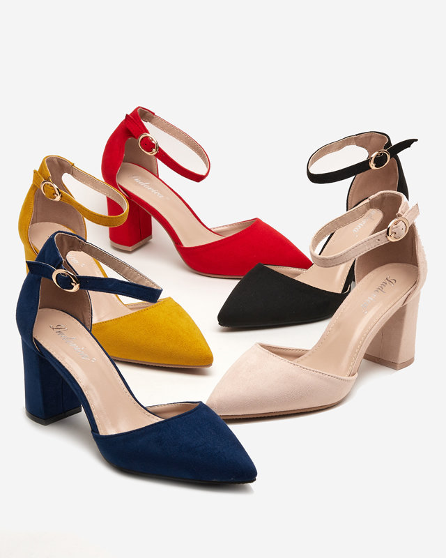 OUTLET Beige women's sandals on a higher post Hareda - Shoes