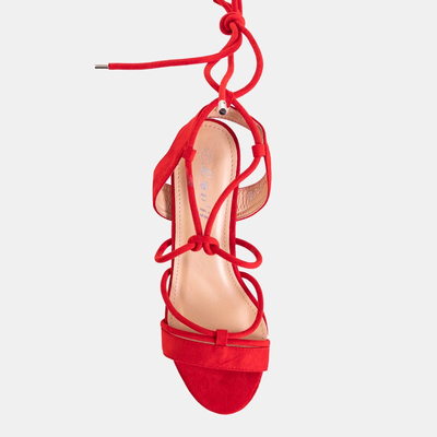 Red women's sandals with awrora binding - shoes