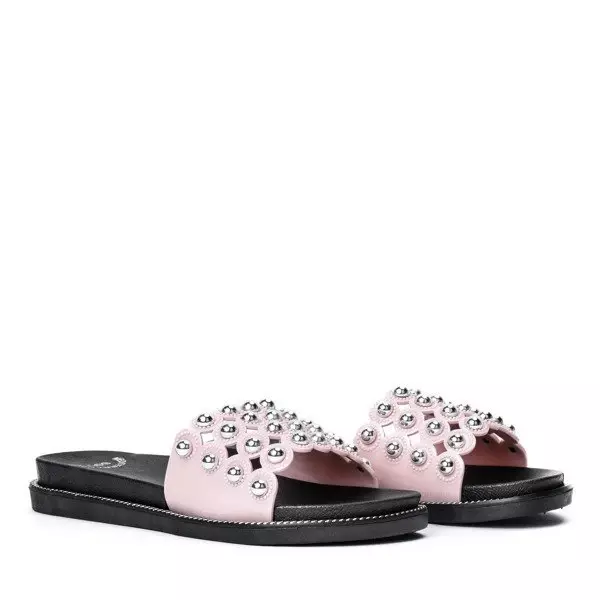 OUTLET Pink women's slippers with Velino jets - Footwear