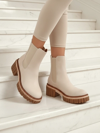 Amber Walk Ankle Boots with Block Heels Made of Eco Nubuck