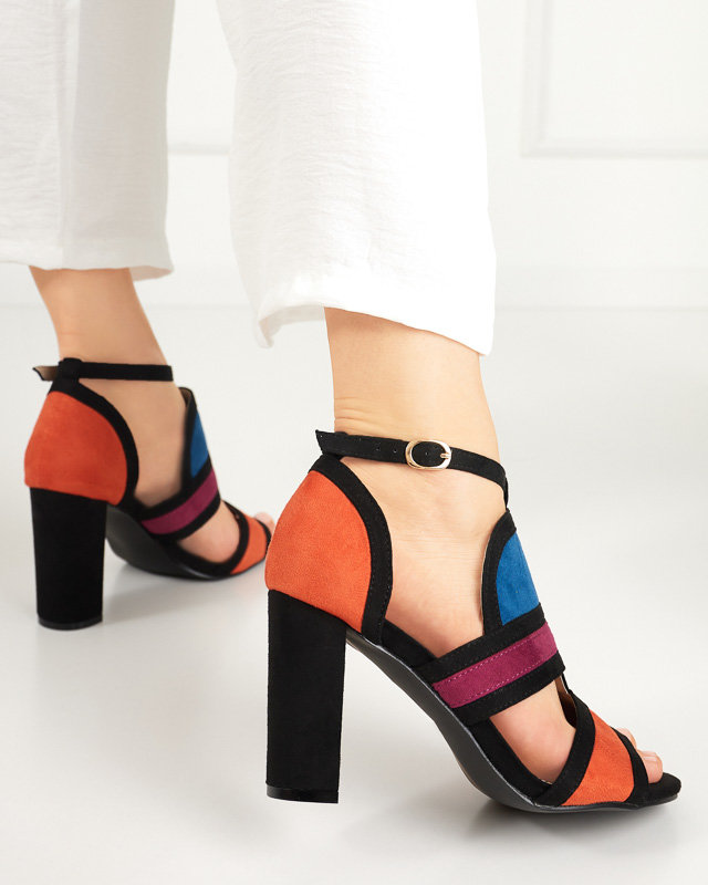 OUTLET Colorful women's sandals on a post Buskiri - Shoes