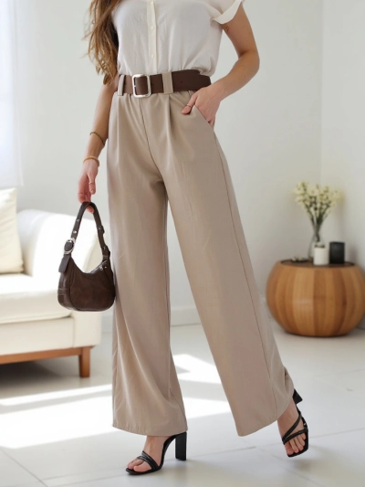 Royalfashion Wide women's trousers with a belt