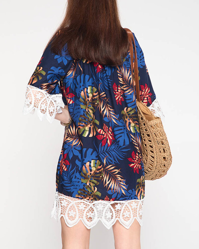 Sieviešu tunika tumši zila ar lapiņām - Apģērbs