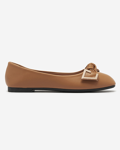 Women's camel ballerinas with decoration on the nose Caxien- Footwear