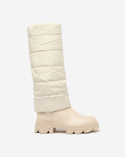 Royalfashion Sieviešu krēmkrāsas Ameroe zābaki