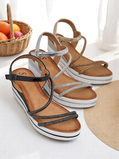 Royalfashion женские сандалии на танкетке со стразами Ballosa