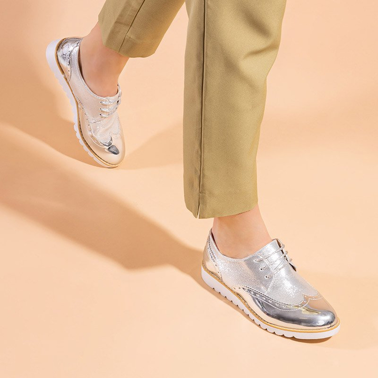 Серебристые женские оксфорды Narvi