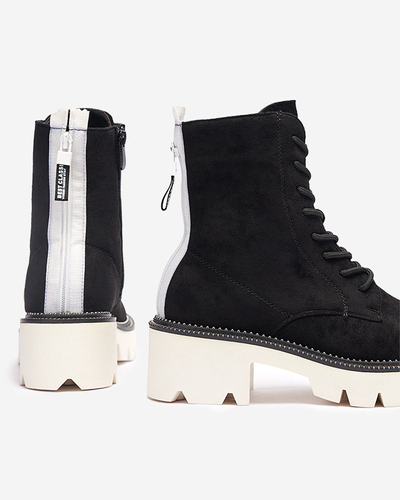 Black women's boots on a low post Savet - Footwear
