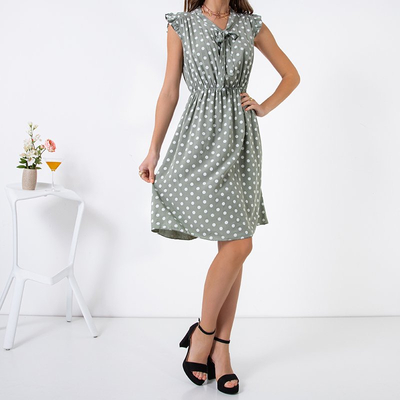 Women's green polka dot dress - Clothing