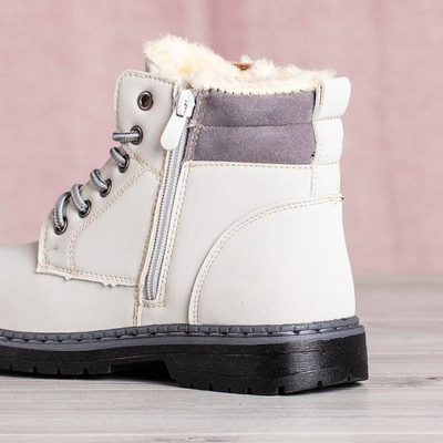 OUTLET Light gray Ressalie boots with fur - Footwear